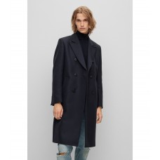 Hugo Boss Slim-fit double-breasted coat in a wool blend 50474948-405 Dark Blue