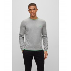 Hugo Boss Organic-cotton regular-fit sweater with curved logo 50475068-059 Light Grey