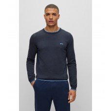 Hugo Boss Organic-cotton regular-fit sweater with curved logo 50475068-402 Dark Blue