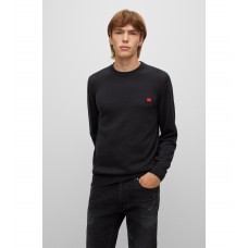 Hugo Boss Organic-cotton sweater with red logo label 50475083-001 Black