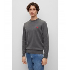 Hugo Boss Organic-cotton sweater with red logo label 50475083-038 Grey
