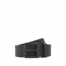 Hugo Boss Rubberised-leather belt with monogram print and tonal buckle 50475090-001 Black