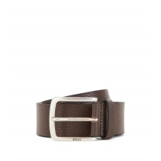 Hugo Boss Grained Italian-leather belt with branded buckle 50475102-202 Dark Brown