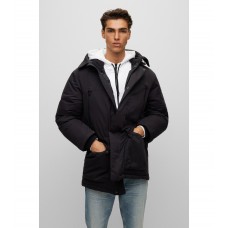 Hugo Boss Down-filled parka jacket with frame logo 50475252-001 Black