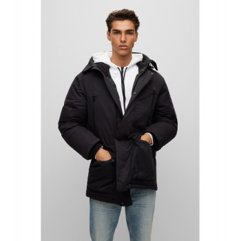 Hugo Boss Down-filled parka jacket with frame logo 50475252-001 Black