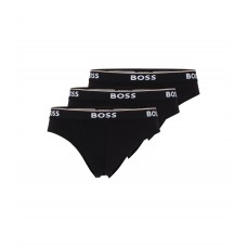 Hugo Boss Three-pack of stretch-cotton briefs with logo waistbands 50475273-001 Black