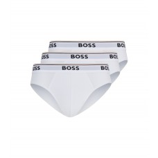 Hugo Boss Three-pack of stretch-cotton briefs with logo waistbands 50475273-100 White