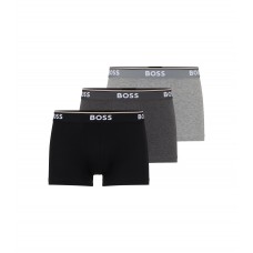 Hugo Boss Three-pack of stretch-cotton trunks with logo waistbands 50475274-061 Grey