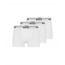 Hugo Boss Three-pack of stretch-cotton trunks with logo waistbands 50475274-100 White