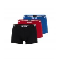 Hugo Boss Three-pack of stretch-cotton trunks with logo waistbands 50475274-962 Black/Red