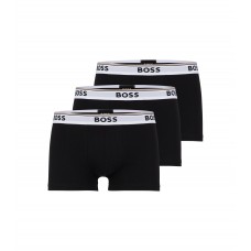 Hugo Boss Three-pack of stretch-cotton trunks with logo waistbands 50475274-994 Black