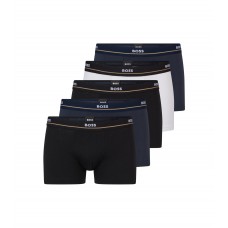 Hugo Boss Five-pack of stretch-cotton trunks with logo waistbands 50475275-460 Black / White /Blue