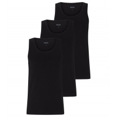 Hugo Boss Three-pack of cotton underwear vests with embroidered logos 50475278-001 Black