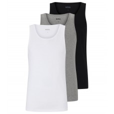 Hugo Boss Three-pack of cotton underwear vests with embroidered logos 50475278-999 White / Grey / Black