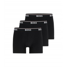 Hugo Boss Three-pack of stretch-cotton boxer briefs with logos 50475282-001 Black