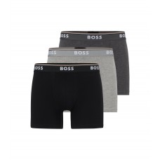 Hugo Boss Three-pack of stretch-cotton boxer briefs with logos 50475282-061 Grey