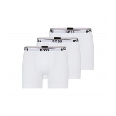 Hugo Boss Three-pack of stretch-cotton boxer briefs with logos 50475282-100 White