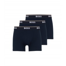 Hugo Boss Three-pack of stretch-cotton boxer briefs with logos 50475282-480 Dark Blue