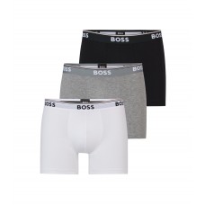 Hugo Boss Three-pack of stretch-cotton boxer briefs with logos 50475282-999 White / Grey / Black