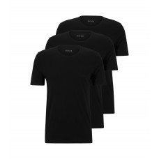 Hugo Boss Three-pack of logo-embroidered T-shirts in cotton 50475284-001 Black