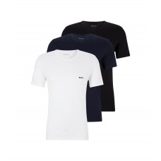 Hugo Boss Three-pack of logo-embroidered T-shirts in cotton 50475284-984 Black / White /Blue