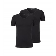 Hugo Boss Two-pack of slim-fit T-shirts in stretch cotton 50475292-001 Black