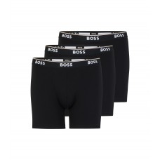 Hugo Boss Three-pack of stretch-cotton boxer briefs with logo waistbands 50475298-001 Black