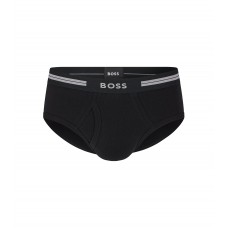 Hugo Boss Regular-rise briefs in organic cotton with logo waistband 50475395-001 Black
