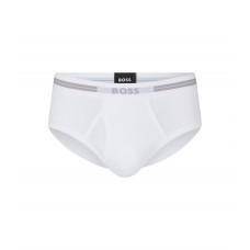 Hugo Boss Regular-rise briefs in organic cotton with logo waistband 50475395-100 White