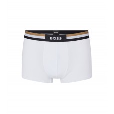 Hugo Boss Cotton-blend trunks with signature-stripe waistband 50475416-100 White