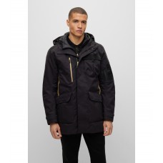 Hugo Boss Hooded down jacket with detachable inner 50475463-002 Black
