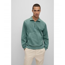 Hugo Boss Zip-neck sweatshirt in French terry with logo print 50476137-369 Light Green