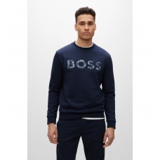 Hugo Boss Cotton-terry regular-fit sweatshirt with patterned logo 50476140-404 Dark Blue