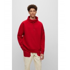 Hugo Boss Cotton-blend regular-fit sweatshirt with logo patch 50476170-620 Red