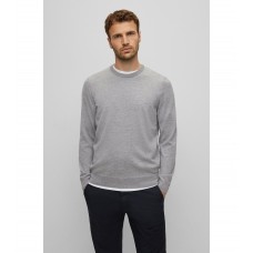 Hugo Boss Logo-embroidered sweater in responsible wool 50476364-041 Grey