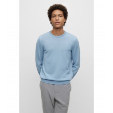 Hugo Boss Logo-embroidered sweater in responsible wool 50476364-451 Light Blue