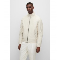 Hugo Boss Nappa-leather Harrington jacket with down filling 50476448-131 White