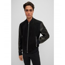 Hugo Boss Bomber jacket in suede and leather 50476544-001 Black