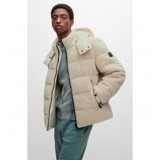Hugo Boss Relaxed-fit padded jacket in sherpa fleece 50476615-131 White