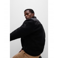Hugo Boss Zip-up sweatshirt in cotton teddy with tonal trims 50476781-001 Black