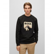 Hugo Boss Oversized-fit French-terry sweatshirt with towelling appliqué 50476984-001 Black