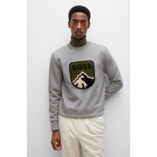 Hugo Boss Oversized-fit French-terry sweatshirt with towelling appliqué 50476984-041 Grey