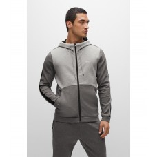 Hugo Boss Cotton-blend zip-up hoodie with logo-tape inserts 50477042-031 Grey