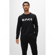 Hugo Boss Cotton-blend sweatshirt with colour-blocked logo 50477043-002 Black