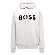 Hugo Boss Organic-cotton hooded sweatshirt with contrast logo 50477050-100 White