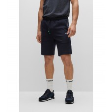 Hugo Boss Cotton-blend regular-fit shorts with logo tape 50477051-402 Dark Blue