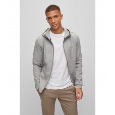 Hugo Boss Cotton-blend zip-up hoodie with grid artwork 50477132-059 Light Grey