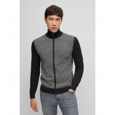 Hugo Boss Zip-up knitted cardigan in virgin wool 50477364-001 Black