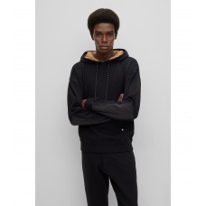 Hugo Boss Double-faced hoodie in cotton and virgin wool 50477375-001 Black
