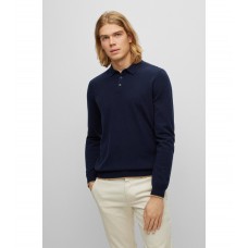 Hugo Boss Italian-cashmere sweater with polo collar 50477395-404 Dark Blue